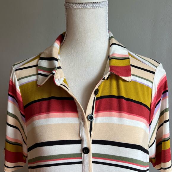 Striped Multicolor Button-Up Dress - Picture 6 of 12